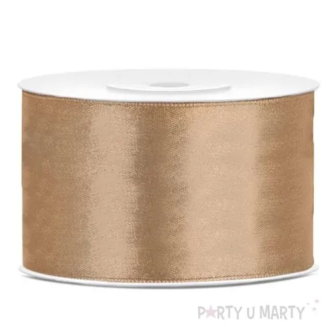 tasiemka satynowa dwustronna zlota jasna 38 mm 25 m