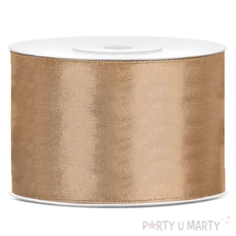 tasiemka satynowa dwustronna zlota jasna 50 mm 25 m