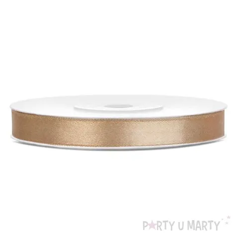 tasiemka satynowa dwustronna zlota jasna 6 mm 25 m