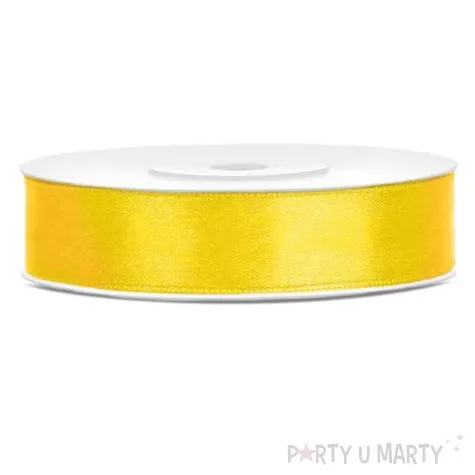 tasiemka satynowa dwustronna zolta 12 mm 25 m