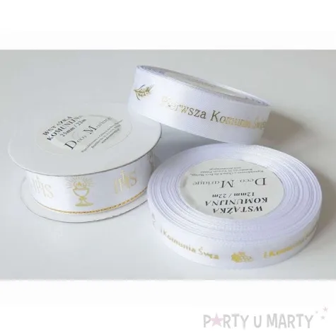 tasiemka satynowa komunia swieta golebica i winogron deco mariage 12 mm 22 m