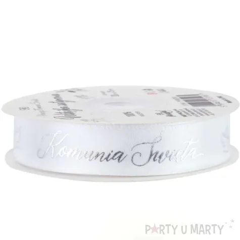 tasiemka satynowa komunia swieta golebice biala 20 m