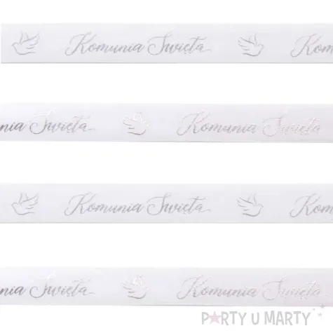 tasiemka satynowa komunia swieta golebice biala 20 m