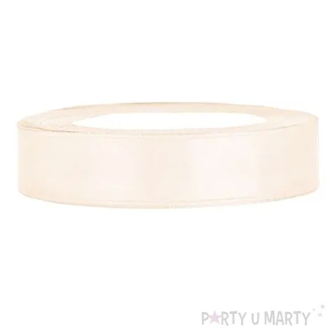 tasiemka satynowa kremowa jasna 12 mm 25 m