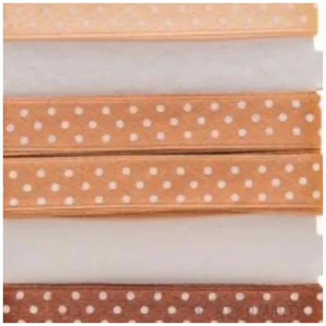 tasiemka satynowa kropki bezowo brazowa aliga 12 mm 3 m