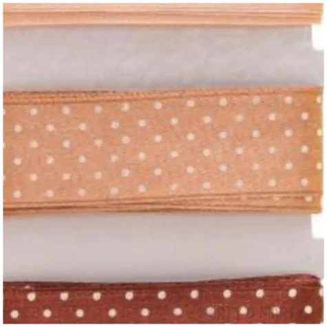 tasiemka satynowa kropki bezowo brazowa aliga 25 mm 3 m