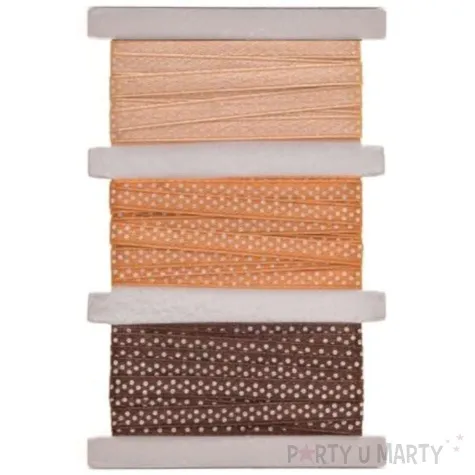 tasiemka satynowa kropki bezowo brazowa aliga 6 mm 3 m