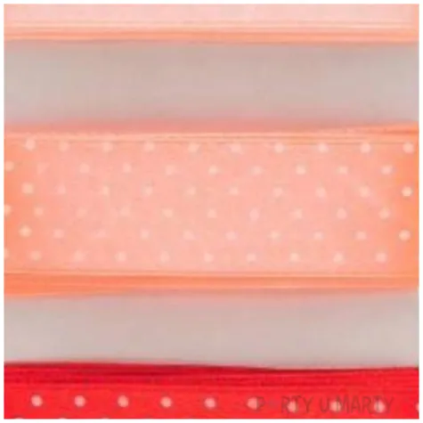 tasiemka satynowa kropki lososiowo czerwona aliga 25 mm 3 m