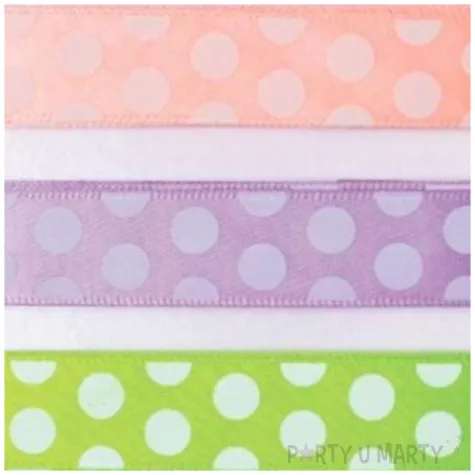 tasiemka satynowa kropki mix aliga 15 mm 1 m