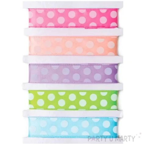 tasiemka satynowa kropki mix aliga 15 mm 1 m