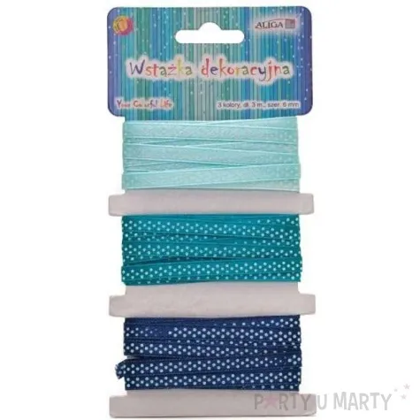 tasiemka satynowa kropki niebiesko granatowa aliga 6 mm 3 m