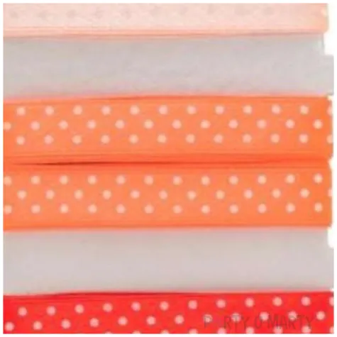 tasiemka satynowa kropki pomaranczowo czerwona aliga 12 mm 3 m