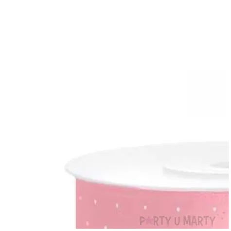 tasiemka satynowa kropki rozowa partydeco 25 mm 25 m