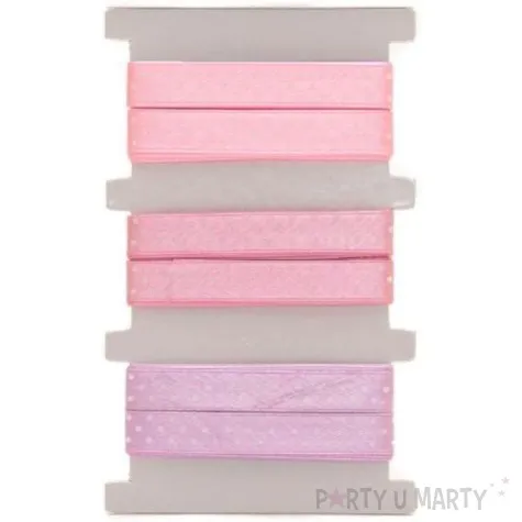 tasiemka satynowa kropki rozowo fioletowa aliga 12 mm 3 m