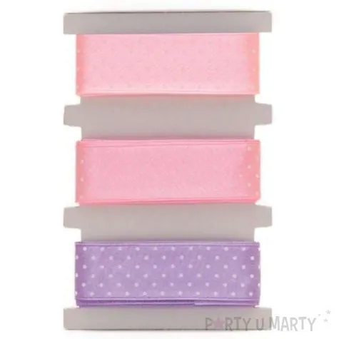 tasiemka satynowa kropki rozowo fioletowa aliga 25 mm 3 m