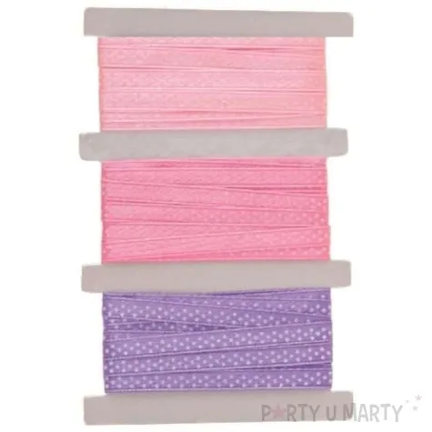 tasiemka satynowa kropki rozowo fioletowa aliga 6 mm 3 m
