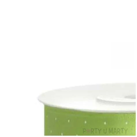 tasiemka satynowa kropki zielone jabluszko partydeco 25 mm 25 m