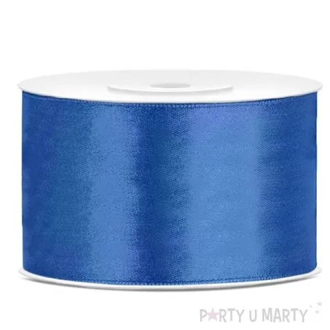 tasiemka satynowa niebieska kobaltowa 38 mm 25 m