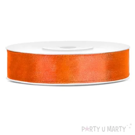 tasiemka satynowa pomaranczowa neon 12 mm 25 m
