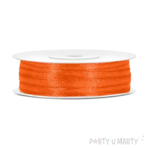 tasiemka satynowa pomaranczowa neon 3 mm 50 m