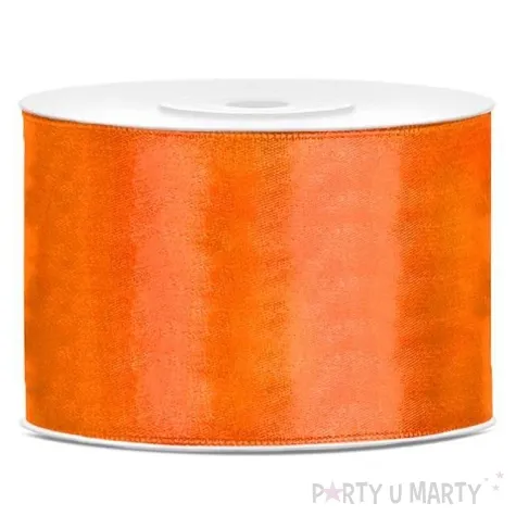 tasiemka satynowa pomaranczowa neonowa 50 mm 25 m