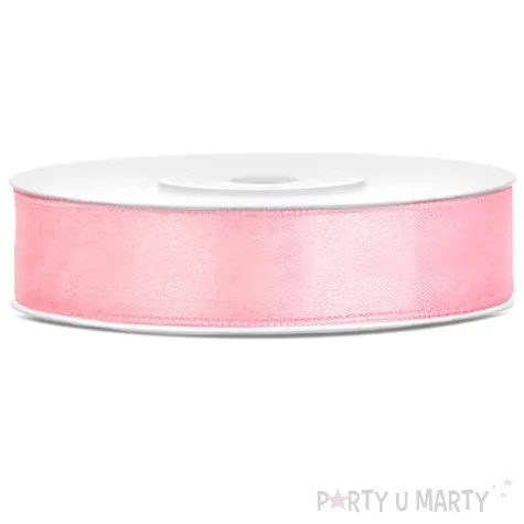 tasiemka satynowa rozowa jasna 12 mm 25 m