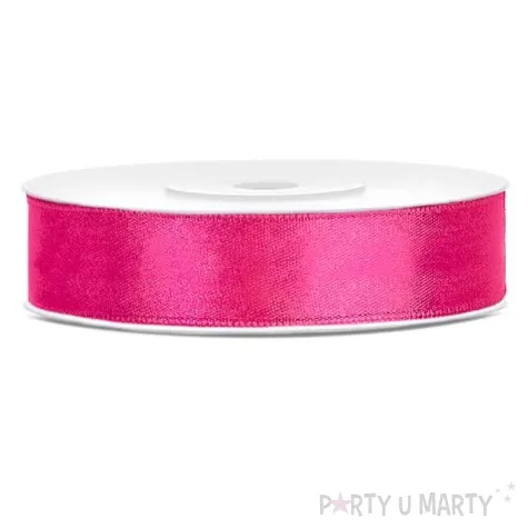 tasiemka satynowa rozowa neon 12 mm 25 m