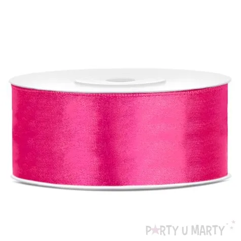 tasiemka satynowa rozowa neon 25 mm 25 m