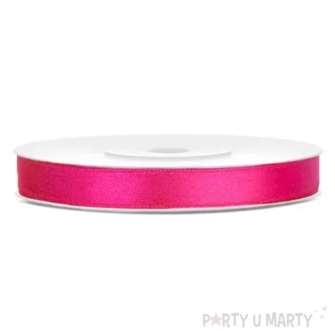 tasiemka satynowa rozowa neon 6 mm 25 m