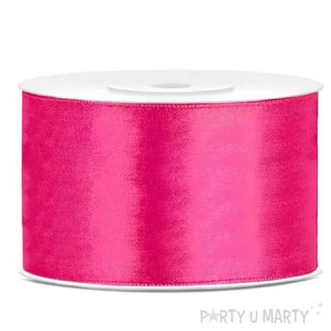 tasiemka satynowa rozowa neonowa 38 mm 25 m