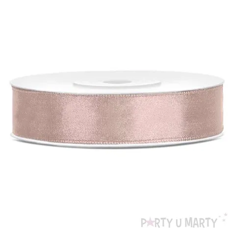 tasiemka satynowa rozowo bezowa 12 mm 25 m