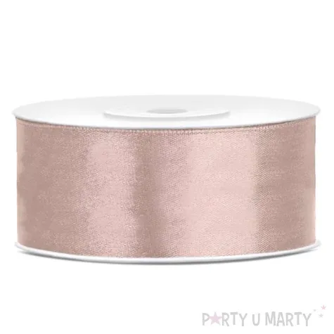 tasiemka satynowa rozowo bezowa 25 mm 25 m