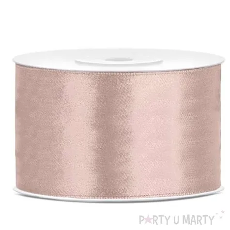 tasiemka satynowa rozowo bezowa 38 mm 25 m