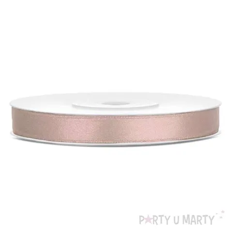tasiemka satynowa rozowo bezowa 6 mm 25 m
