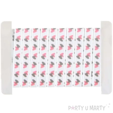 tasiemka satynowa serduszka rozowe biala santex 10 mm 5 m