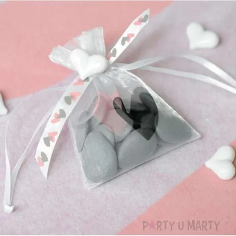 tasiemka satynowa serduszka rozowe biala santex 10 mm 5 m