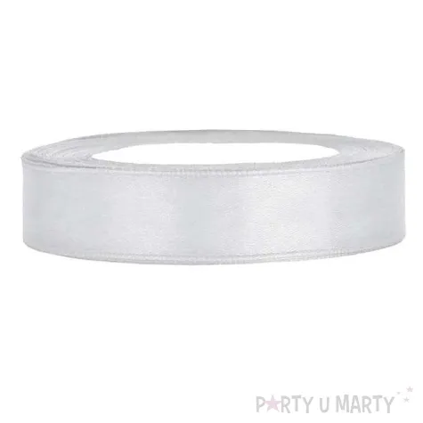 tasiemka satynowa srebrna jasna 12 mm 25 m