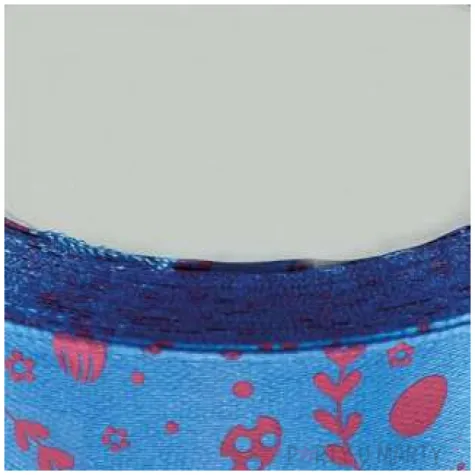 tasiemka satynowa swiateczna bazie i kwiatki niebieska brewis 25 mm 22 m