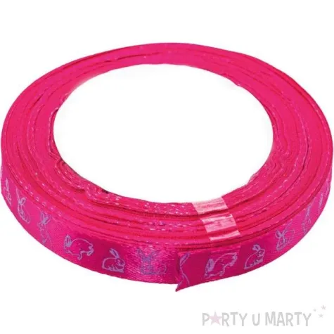 tasiemka satynowa swiateczna zajaczki rozowa brewis 12 mm 22 m