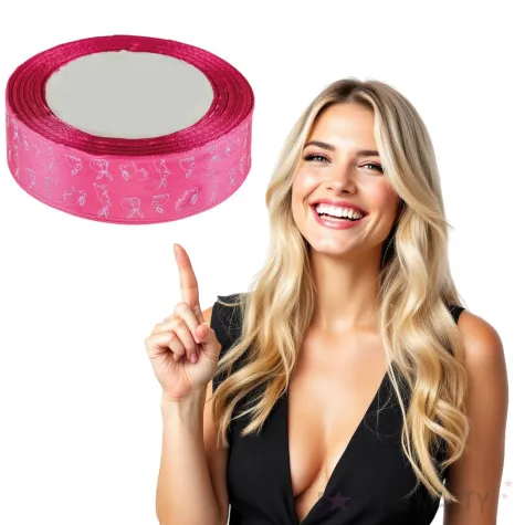 tasiemka satynowa swiateczna zajaczki rozowa brewis 25 mm 22 m