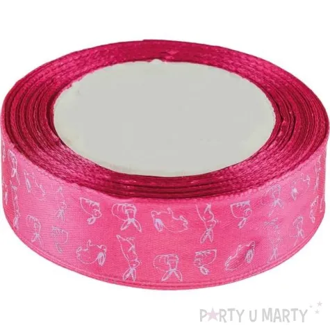 tasiemka satynowa swiateczna zajaczki rozowa brewis 25 mm 22 m