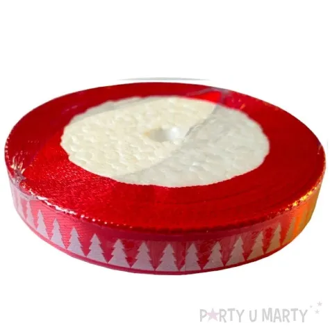 tasiemka satynowa swiateczny wzor czerwona brewis 12 mm 22 m