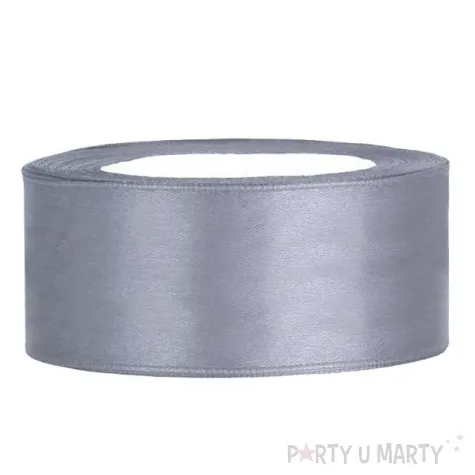 tasiemka satynowa szara jasna 25 mm 25 m