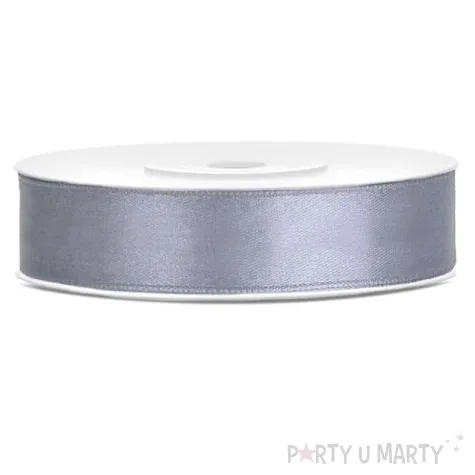 tasiemka satynowa szara zimna 12 mm 25 m