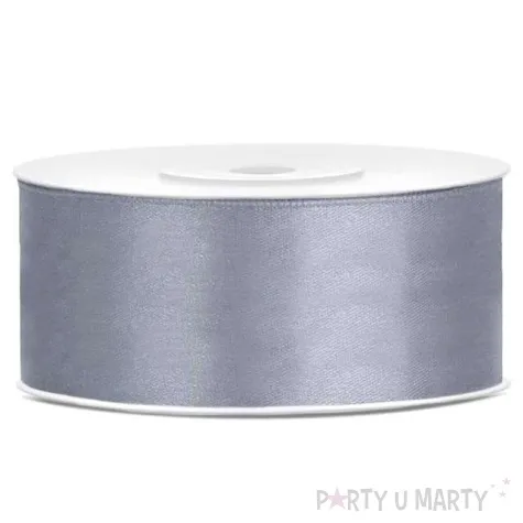 tasiemka satynowa szara zimna 25 mm 25 m