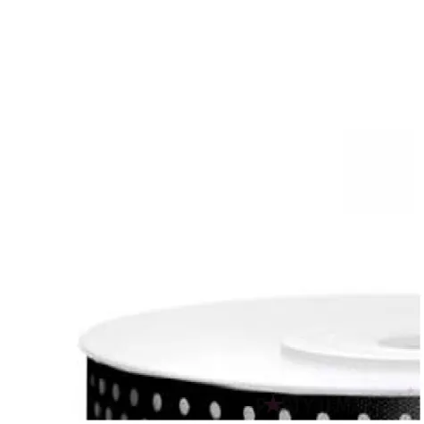 tasiemka satynowa w kropki czarna 12 mm 25 m