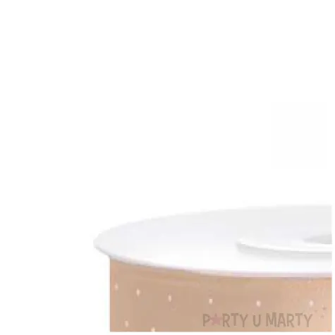 tasiemka satynowa w kropki lososiowa 25 mm 25 m