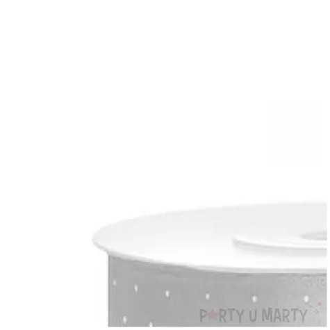 tasiemka satynowa w kropki srebrna 25 mm 25 m