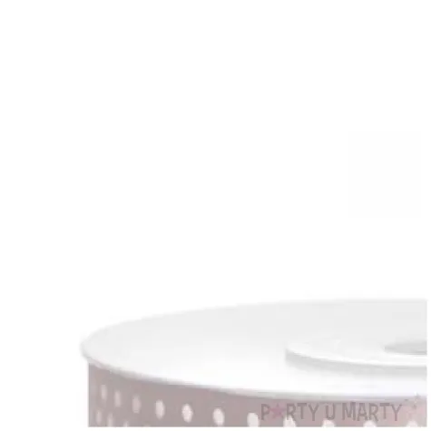 tasiemka satynowa w kropki szara rozowa pudrowa 12 mm 25 m