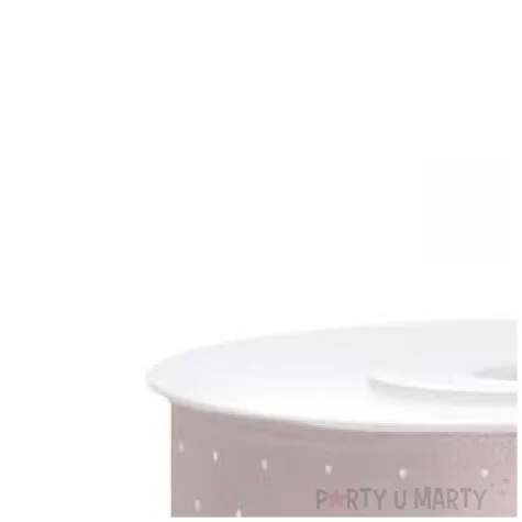 tasiemka satynowa w kropki szaro rozowa pudrowa 25 mm 25 m